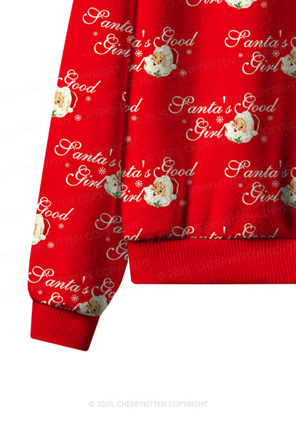Christmas Santas Good Girl Y2K Fleece Long Sleeve Pajama Set Cherrykitten