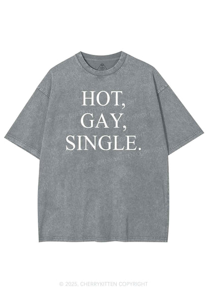 Hot Gay Single Pride Y2K Shirts Washed Tee Cherrykitten