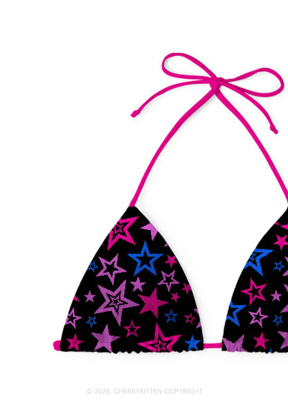 Bisexual Star Pride Y2K Print Bikini Set Cherrykitten