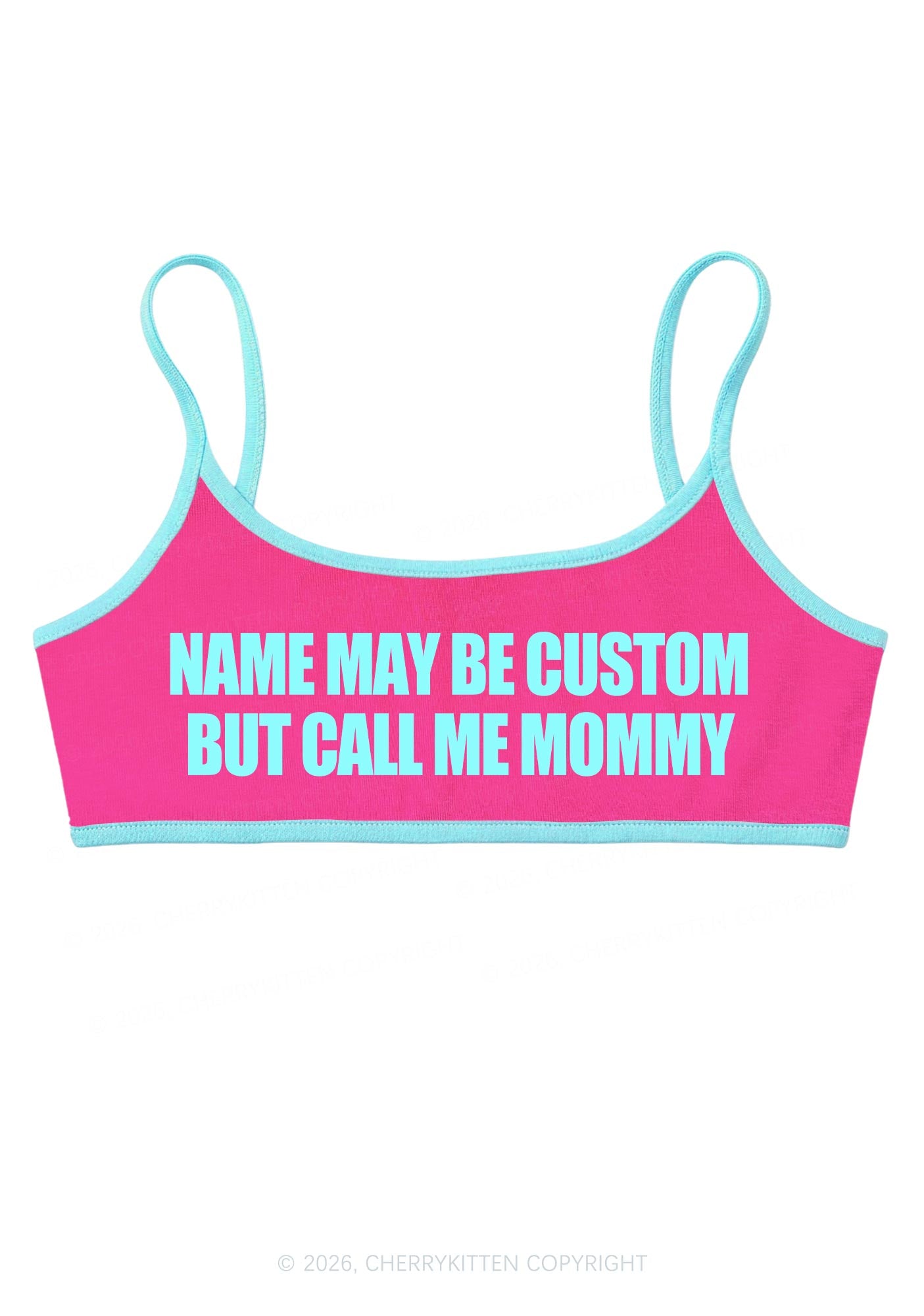 Custom Name Call Me Mommy Y2K Super Crop Cami Cherrykitten