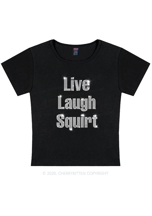 Rhinestone Live Laugh Squirt Y2K Baby Tee Cherrykitten