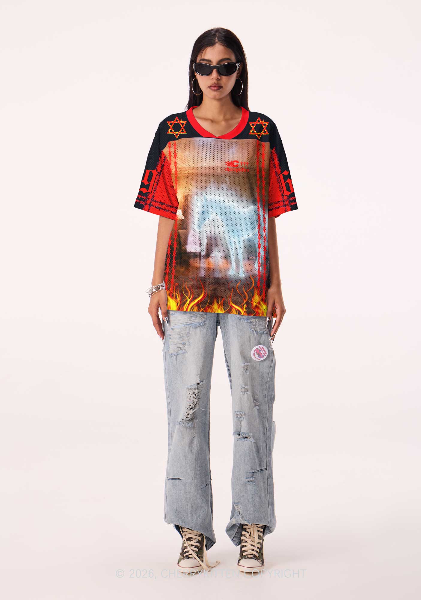 Halloween Glowing Spectral Horse Y2K Sport Jersey Shirts Cherrykitten