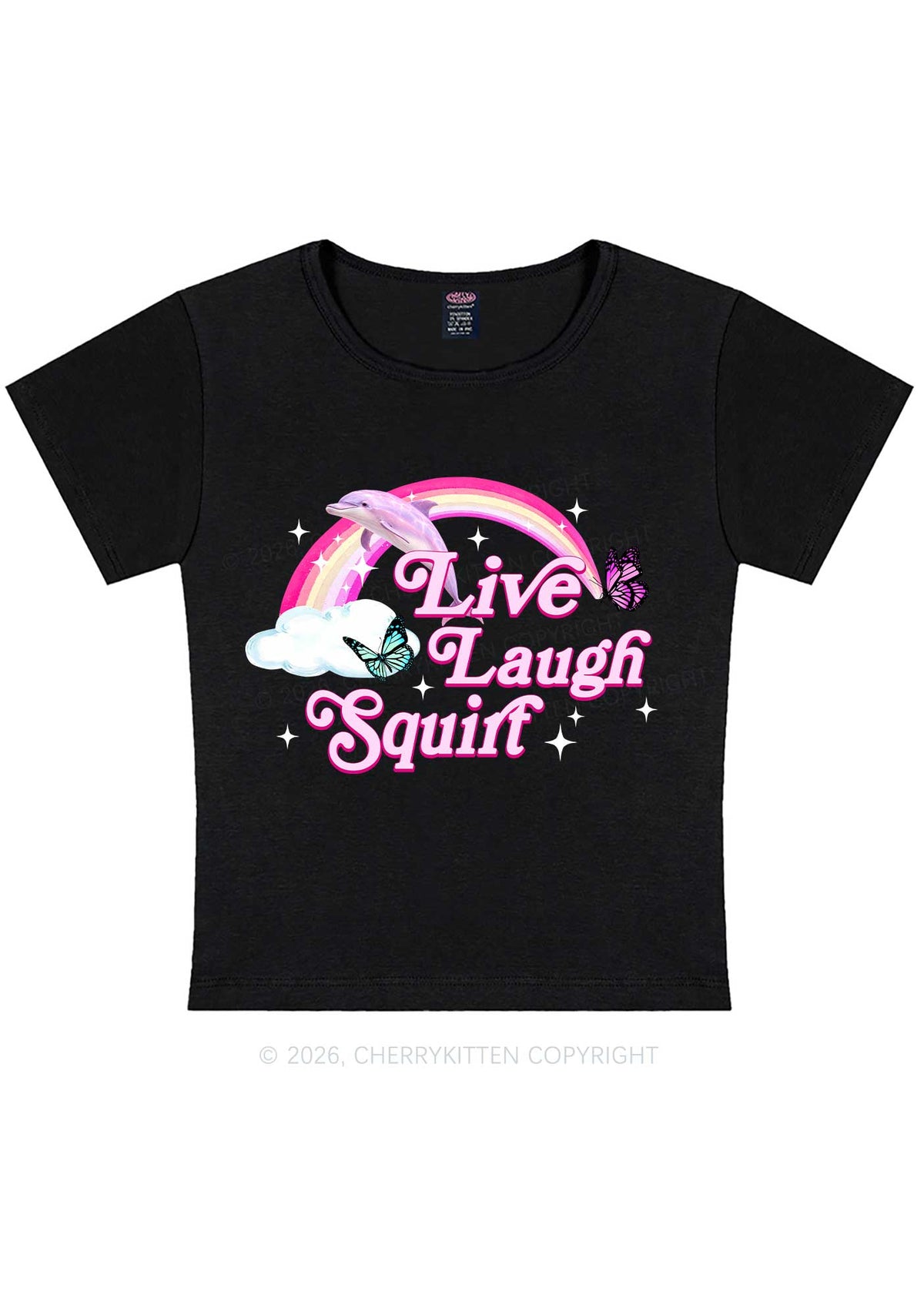Live Laugh Squirt Y2K Baby Tee Cherrykitten