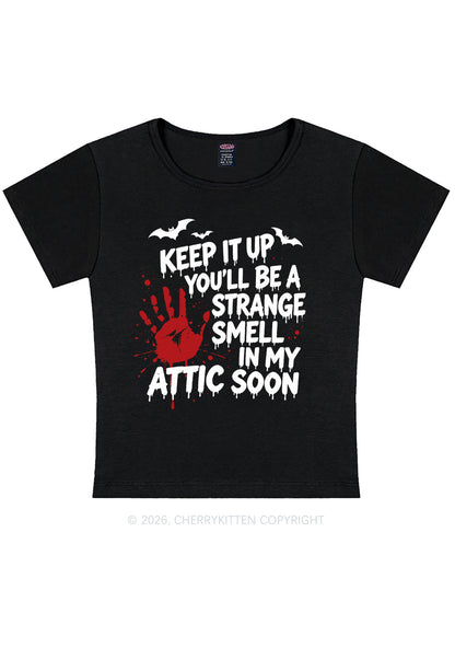 Halloween Strange Smell In My Attic Y2K Baby Tee Cherrykitten