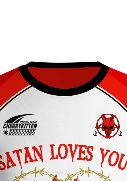 Halloween Satan Loves You Heart Y2K Football Jersey Shirts Cherrykitten