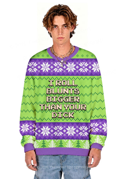 I Roll Blunts Y2K Christmas Knit Sweatshirt Cherrykitten