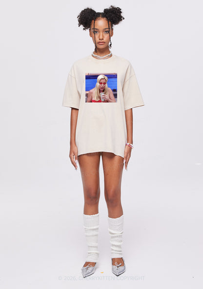 Red Eyeball Blonde Y2K Shirts Washed Tee Cherrykitten