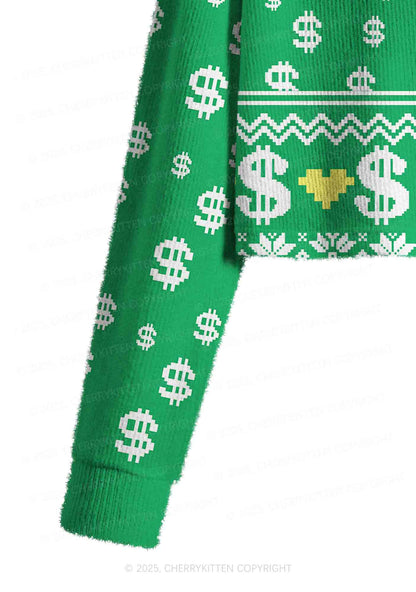 Commit Tax Fraud Y2K Christmas Crop Knit Sweatshirt Cherrykitten