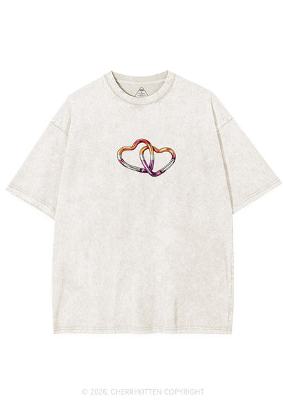Carabiner Hearts Pride Y2K Shirts Washed Tee Cherrykitten