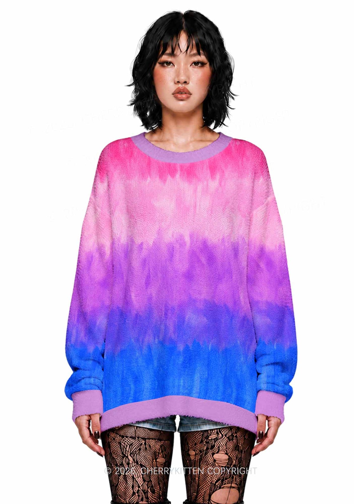 Bisexual Pride Y2K Knit Sweatshirt Cherrykitten