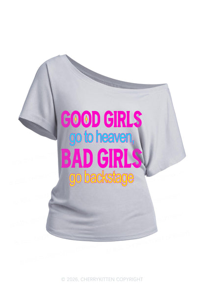 Bad Girls Go Backstage Y2K Off Shoulder Tee Cherrykitten