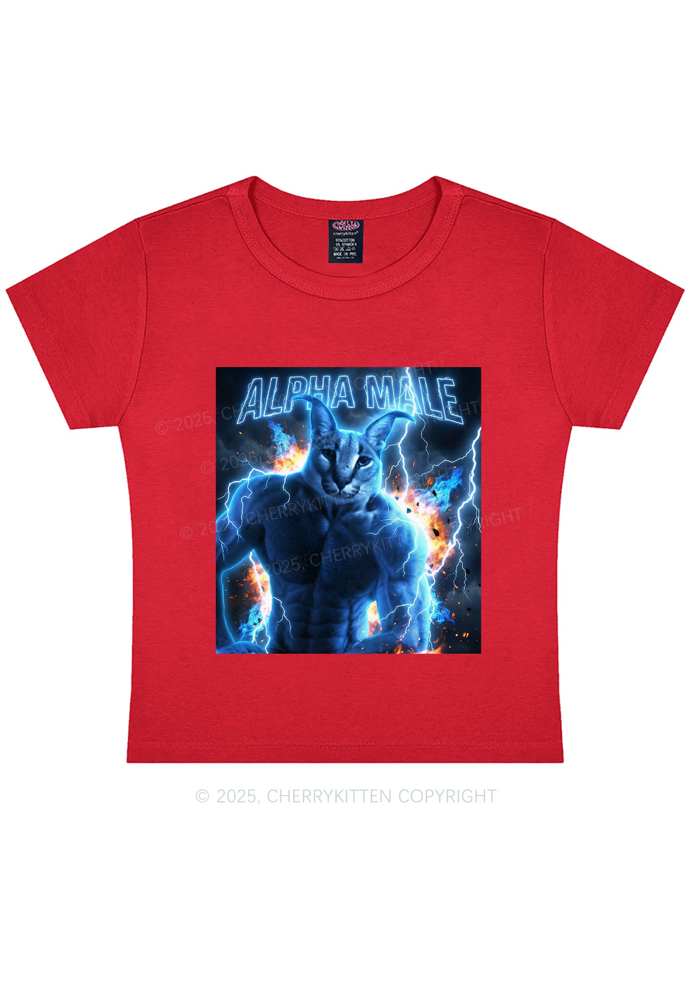 Alpha Male Floppa Y2K Baby Tee Cherrykitten