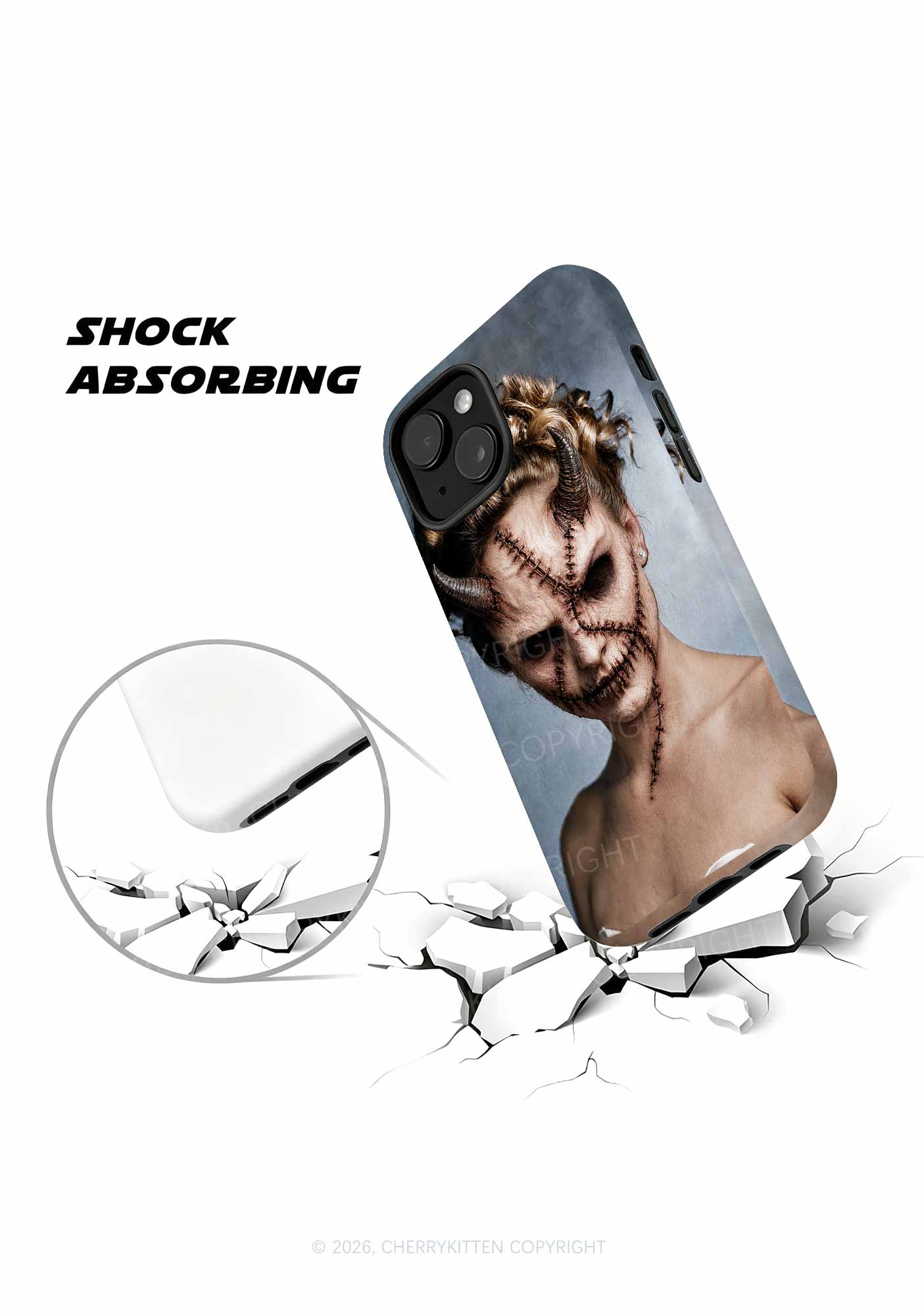 Halloween Scar Horned Demon Woman Y2K Phone Case Cherrykitten