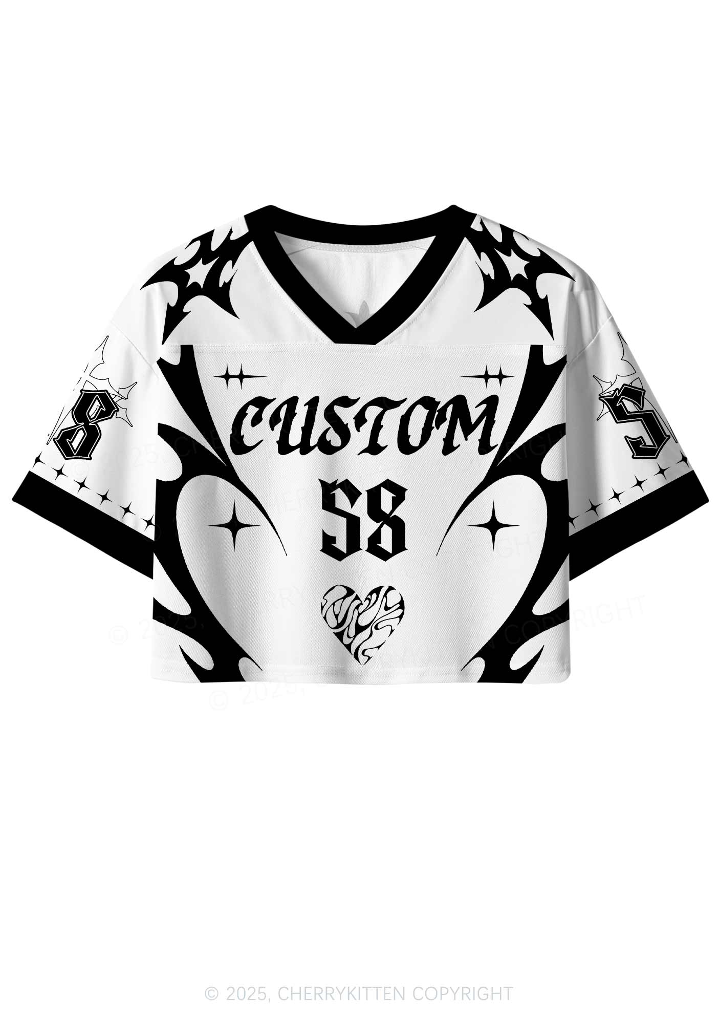 Custom Team Gothic Heart Y2K Crop Sport Jersey Shirts Cherrykitten