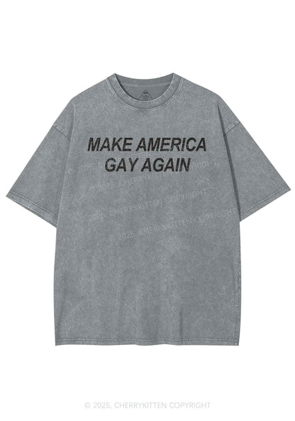 Make America Gay Again Pride Y2K Shirts Washed Tee Cherrykitten