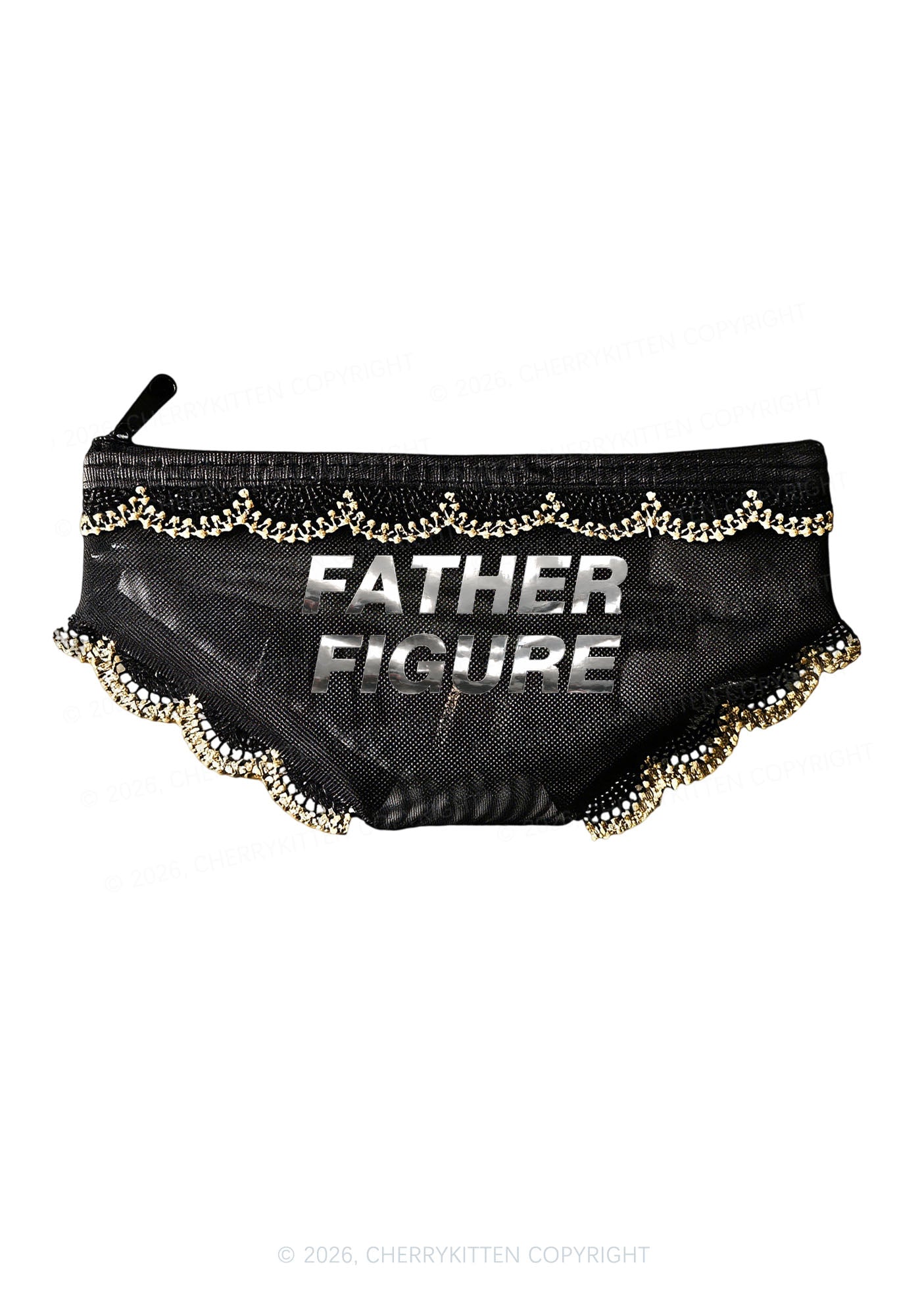 Father Figure Silver Foil Printed Y2K Briefs Shape Cosmetic Pouch Cherrykitten