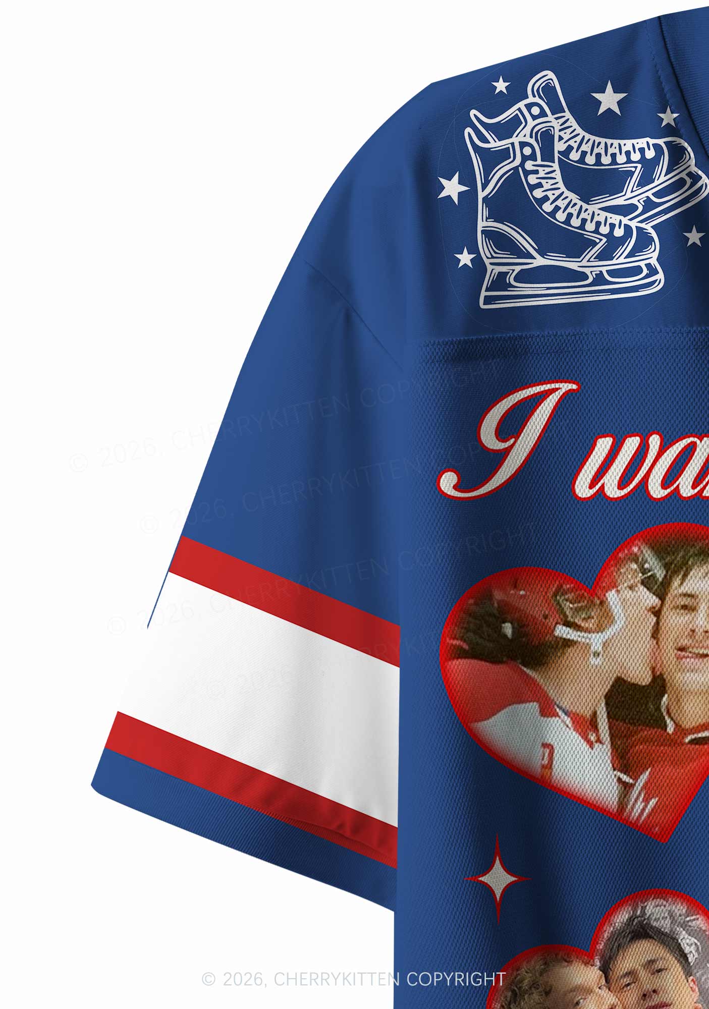 Blue I Want Two Boyfriends HR Y2K Crop Sport Jersey Shirts Cherrykitten