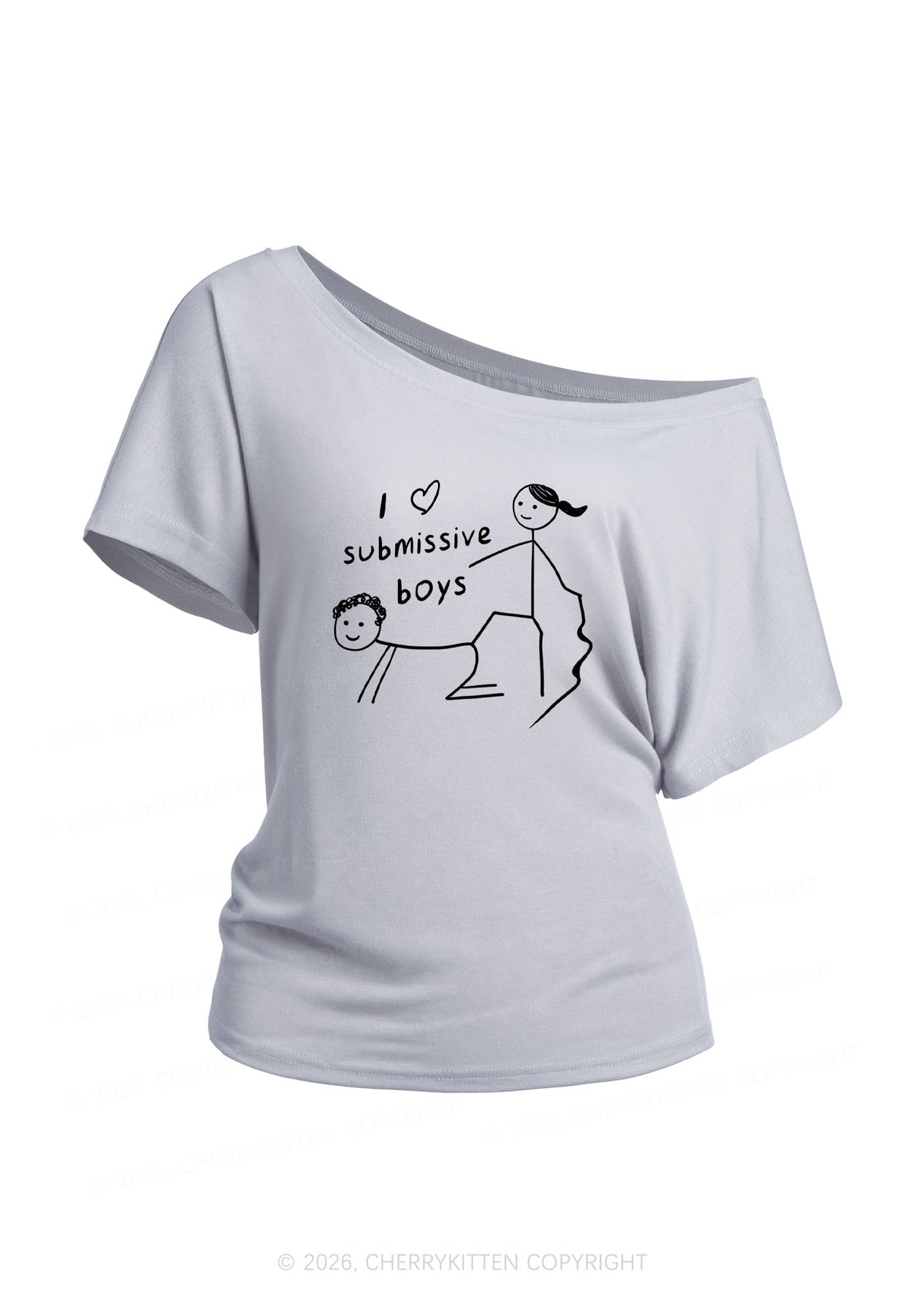 I Love S Boys Y2K Off Shoulder Tee Cherrykitten