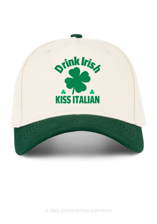 Embroidered Drink Irish Kiss Italian St Patricks Y2K Color Block Baseball Cap Cherrykitten