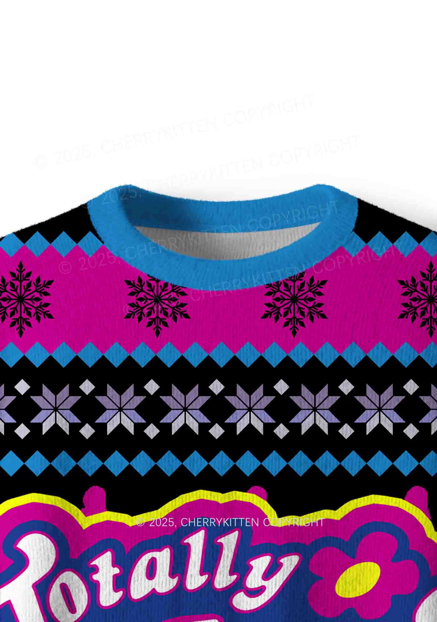 Blue Totally Slxt Y2K Christmas Knit Sweatshirt Cherrykitten