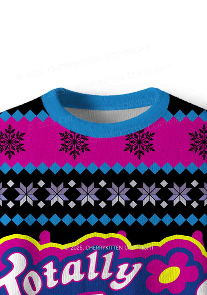 Blue Totally Slxt Y2K Christmas Knit Sweatshirt Cherrykitten