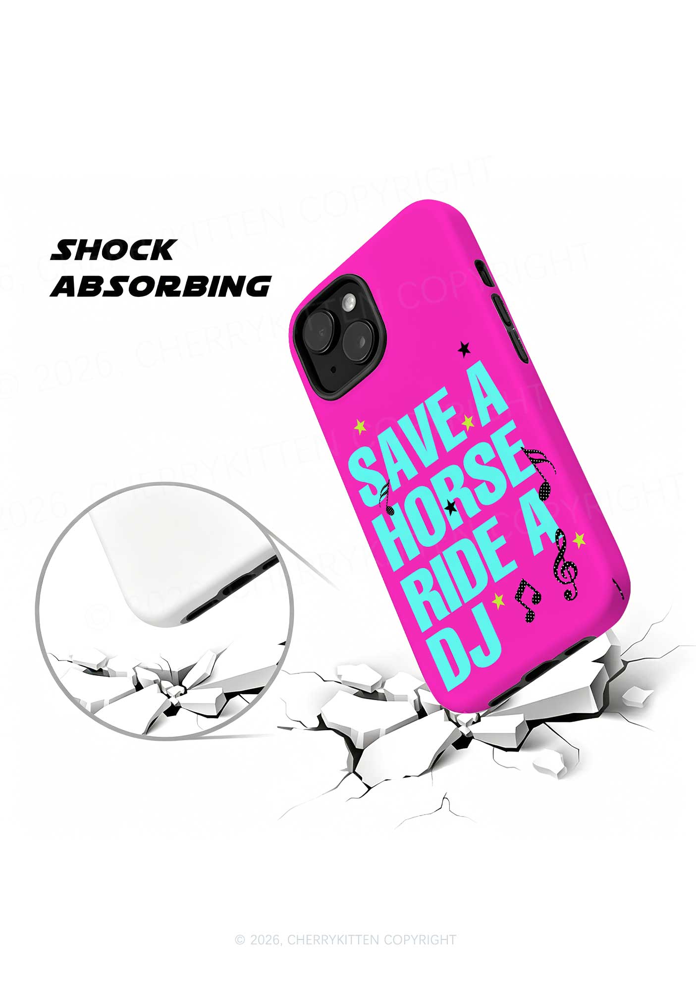 Pink Save Horse Ride DJ Y2K Phone Case Cherrykitten