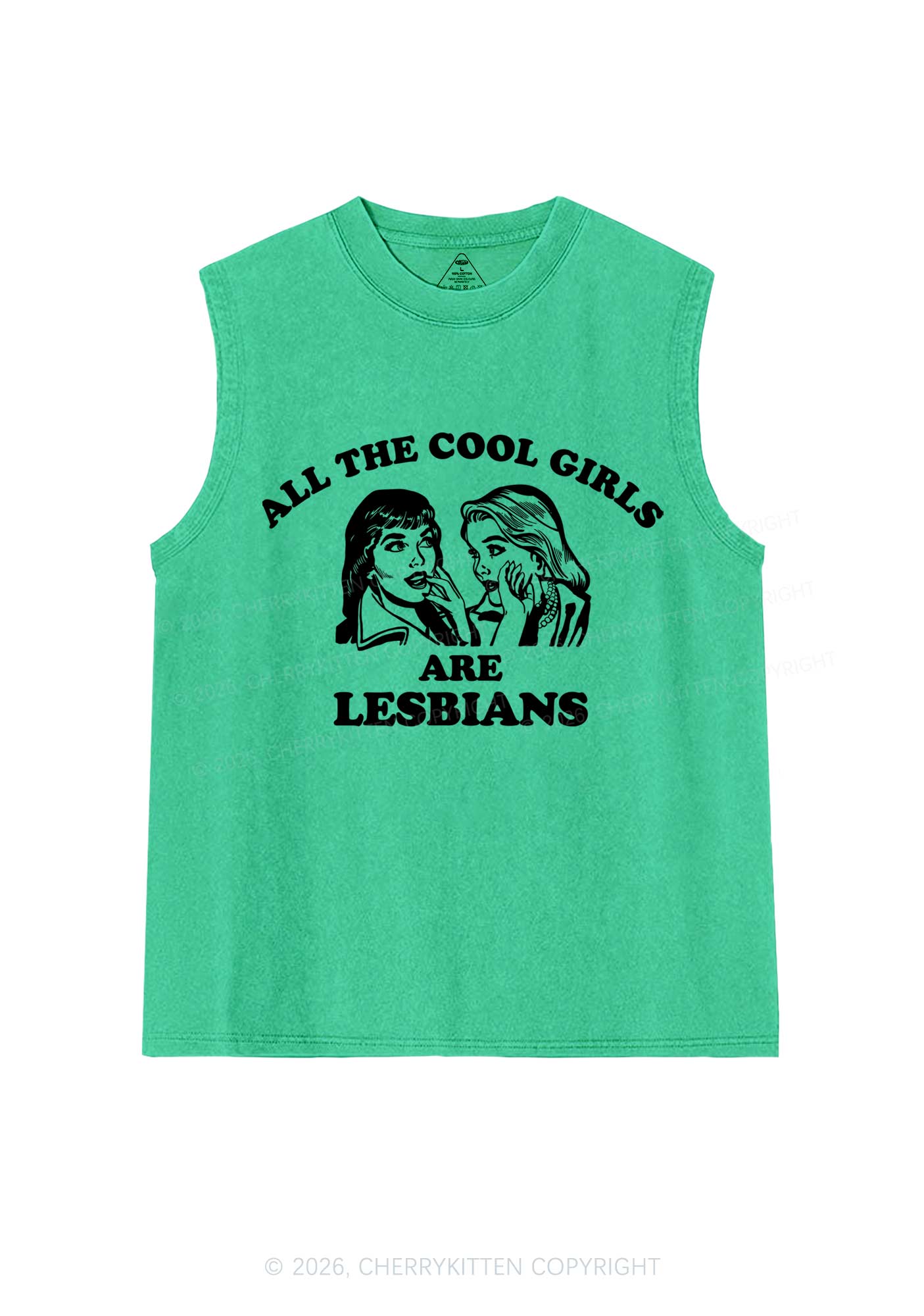 Cool Girls Lesbians Pride Y2K Washed Muscle Tank Cherrykitten