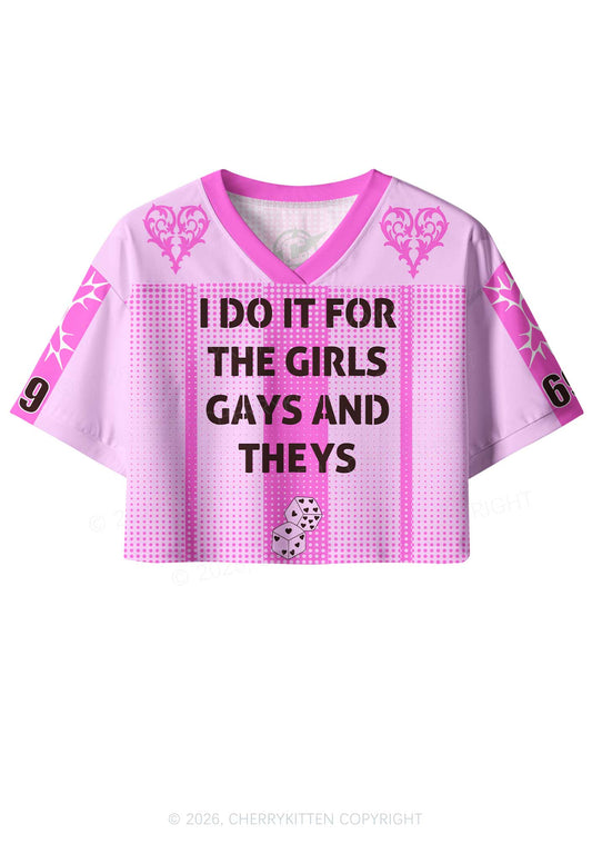 I Do It For The Girls Pride Y2K Crop Sport Jersey Shirts Cherrykitten