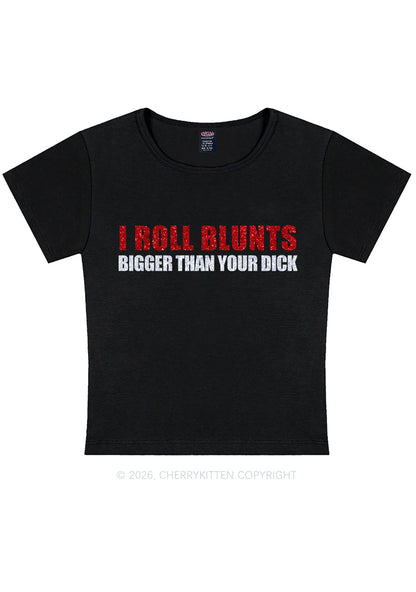 Glitter I Roll Blunts Y2K Baby Tee Cherrykitten