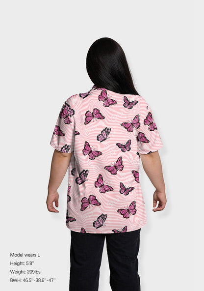 Pink Butterflies Print Shirts