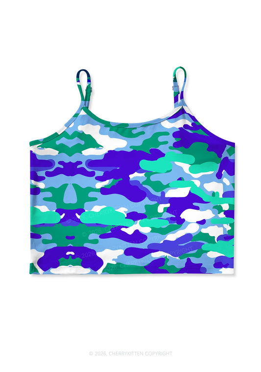Gay Camouflage Pride Y2K Print Cami Crop Top Cherrykitten