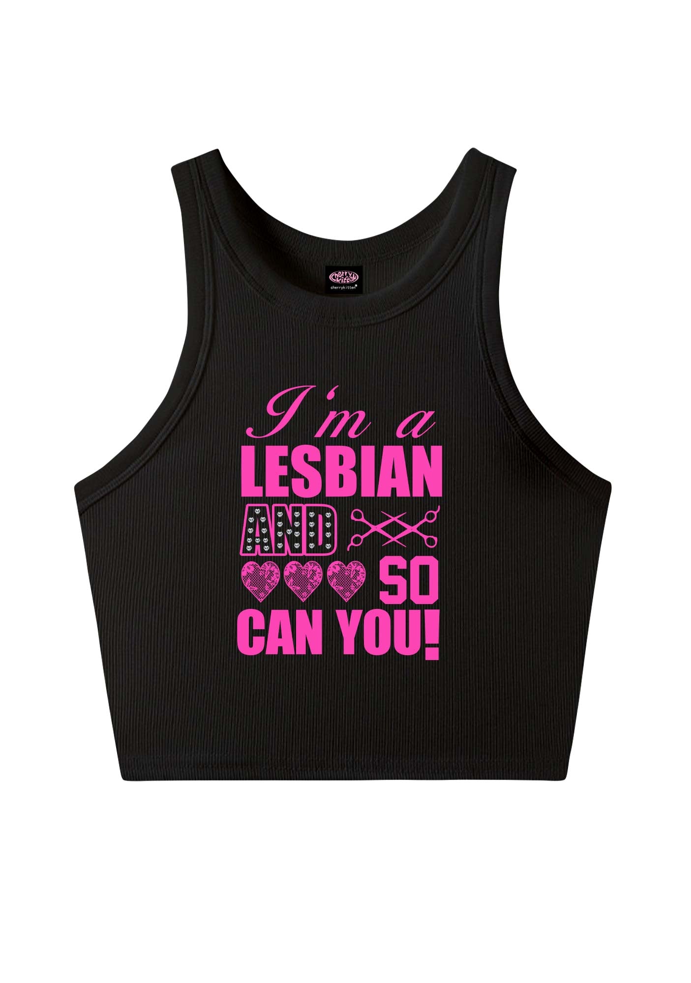 Im A Lesbian And So Can You Pride Y2K Crop Tank Top Cherrykitten