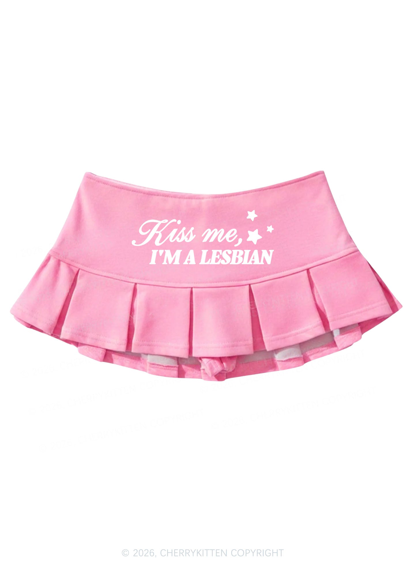 Kiss Me Im A Lesbian Pride Y2K Mini Pleated Skirts Cherrykitten