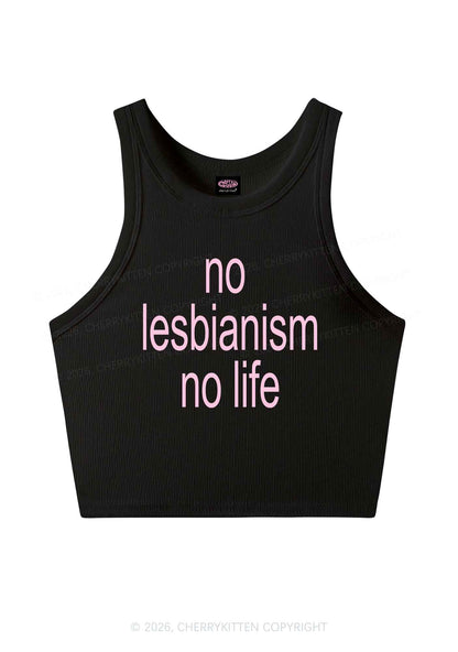 No Lesbianism No Life Pride Y2K Crop Tank Top Cherrykitten