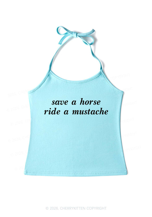 Ride A Mustache Y2K Halter Neck Cami Cherrykitten