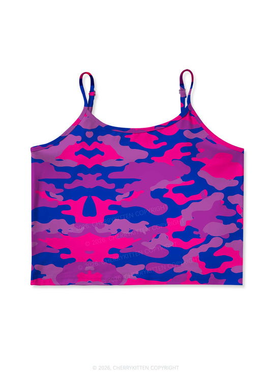 Bisexual Camouflage Pride Y2K Print Cami Crop Top Cherrykitten