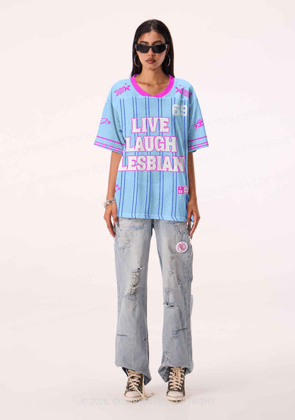 Blue Live Laugh Lesbian Pride Y2K Sport Jersey Shirts Cherrykitten
