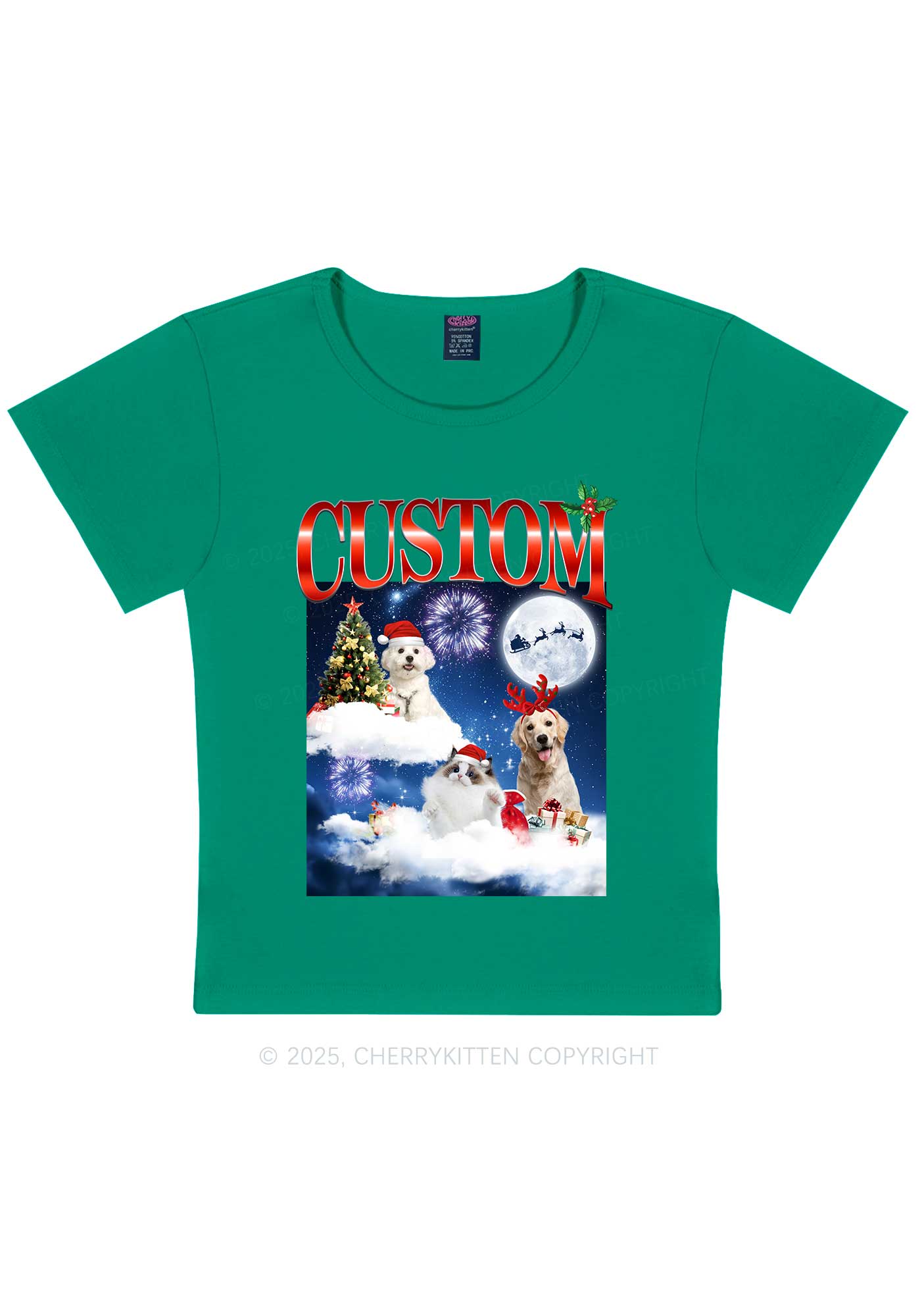 Custom Christmas Pet Y2K Baby Tee Cherrykitten