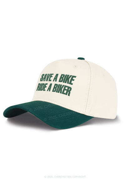 Embroidered Save Bike Ride Biker Y2K Color Block Baseball Cap Cherrykitten