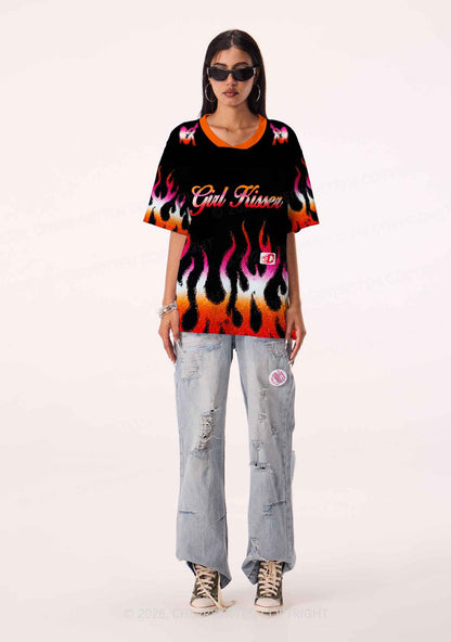 Girl Kisser Lesbian Flame Pride Y2K Sport Jersey Shirts Cherrykitten