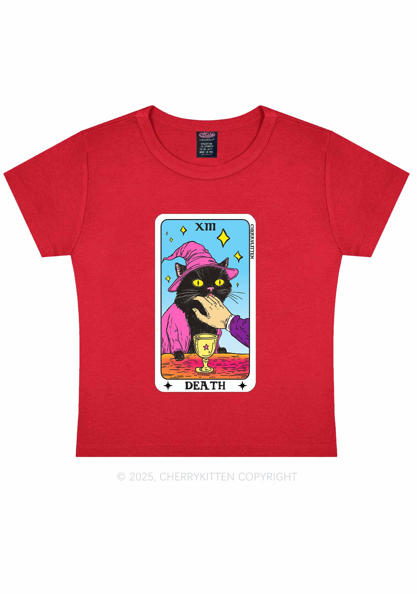 Halloween Death Black Cat Y2K Baby Tee Cherrykitten