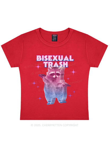 Bisexual Trash Raccoon Pride Y2K Baby Tee Cherrykitten