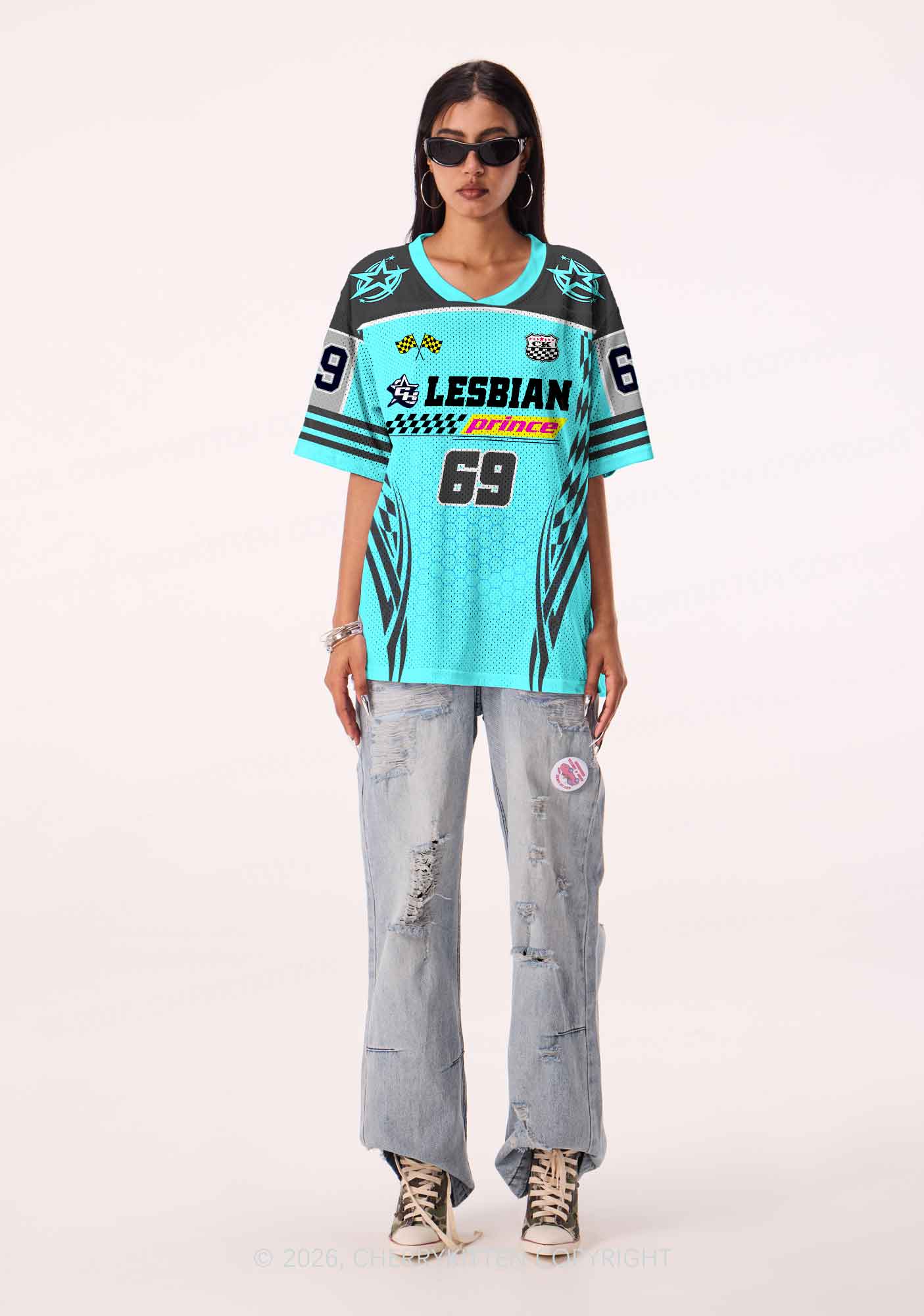 Blue Lesbian Prince Pride Y2K Sport Jersey Shirts Cherrykitten