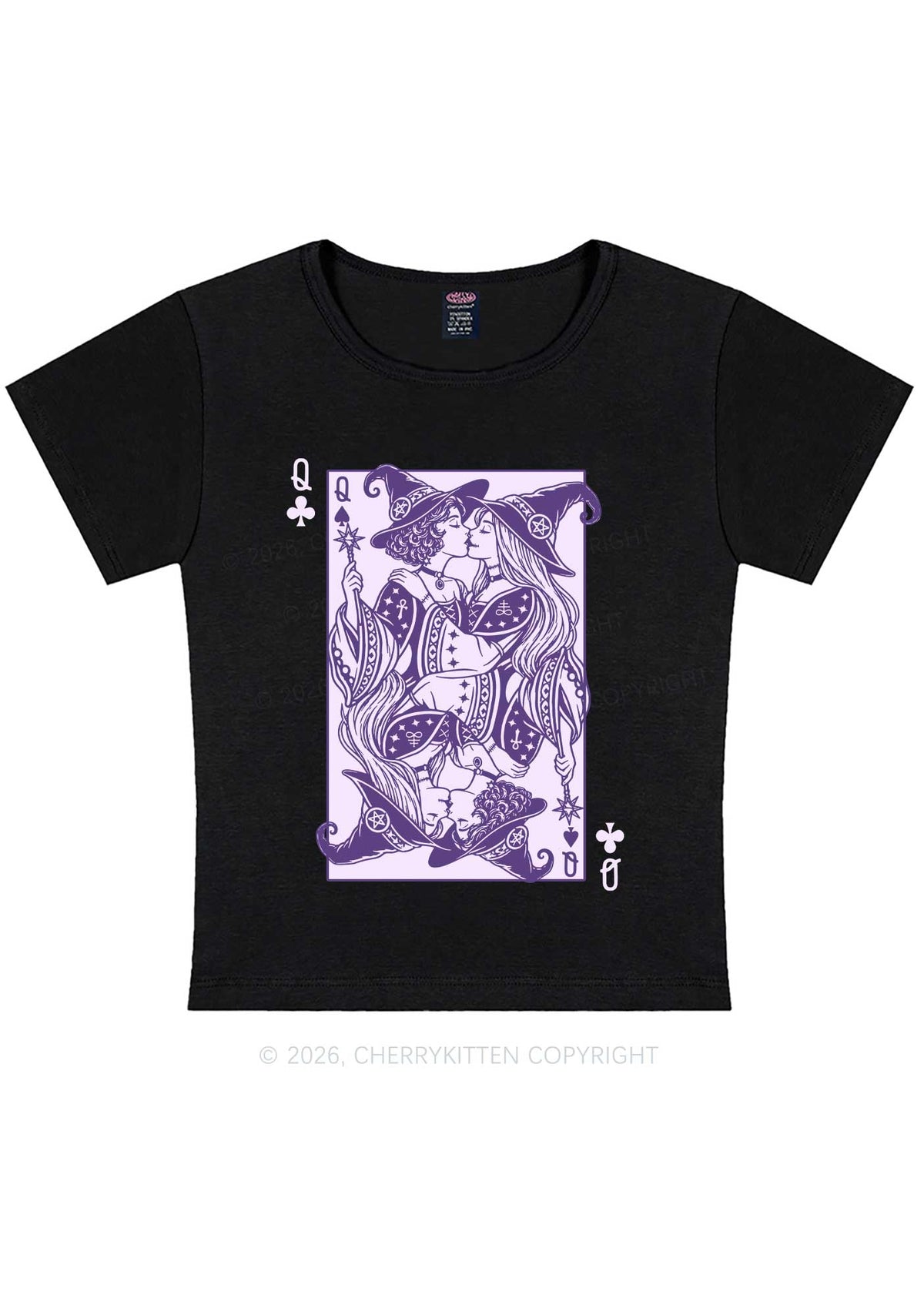 Halloween Witches Queen Kiss Y2K Baby Tee Cherrykitten