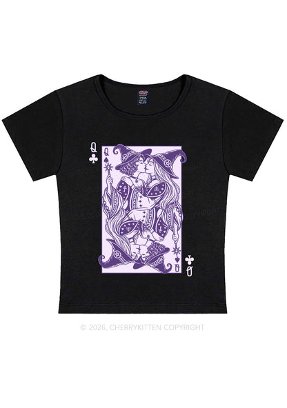 Halloween Witches Queen Kiss Y2K Baby Tee Cherrykitten