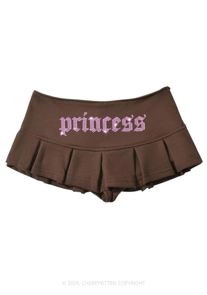 Rhinestone Princess Y2K Mini Pleated Skirts Cherrykitten
