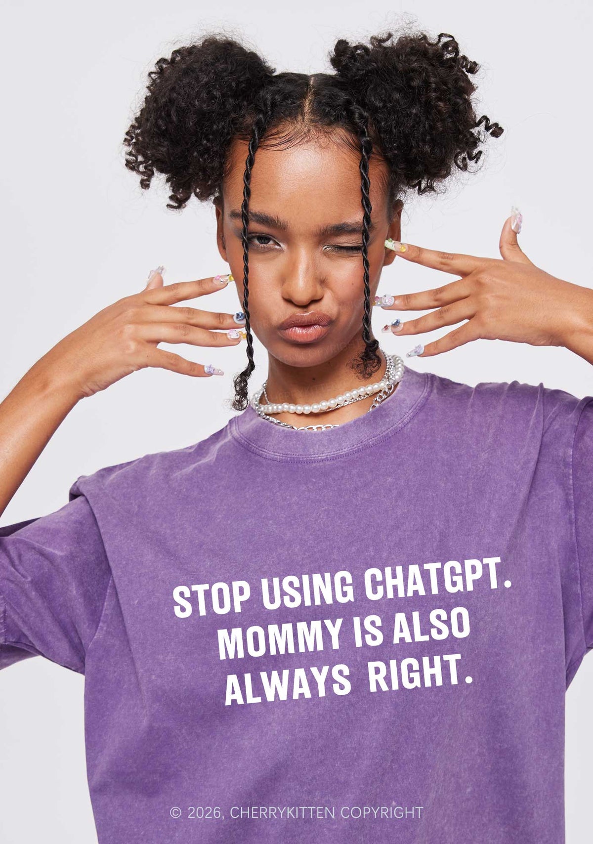 Mommy Also Always Right Y2K Shirts Washed Tee Cherrykitten
