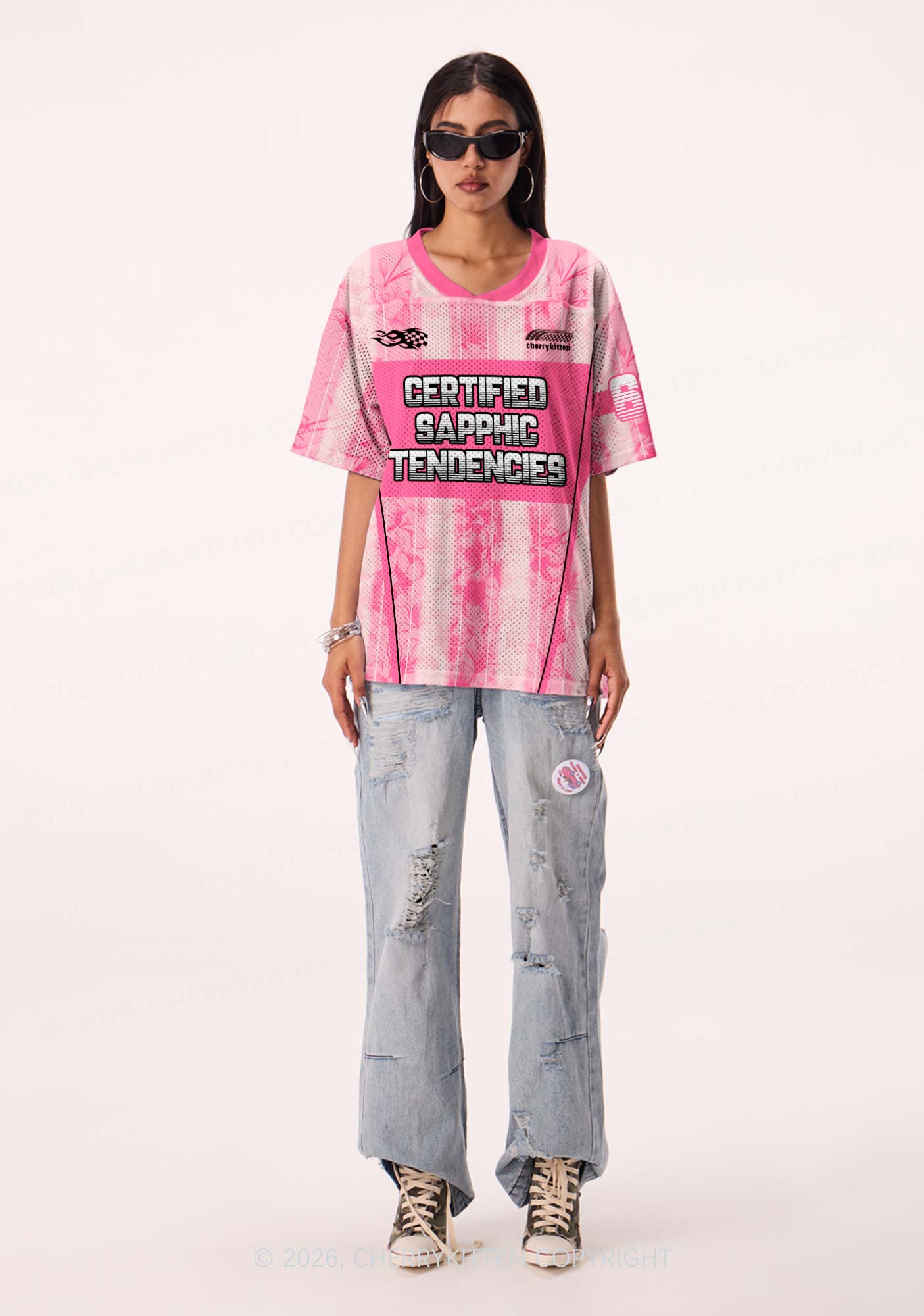 Certified Sapphic Tendencies Pride Y2K Sport Jersey Shirts Cherrykitten