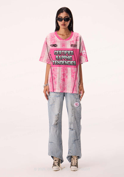 Certified Sapphic Tendencies Pride Y2K Sport Jersey Shirts Cherrykitten
