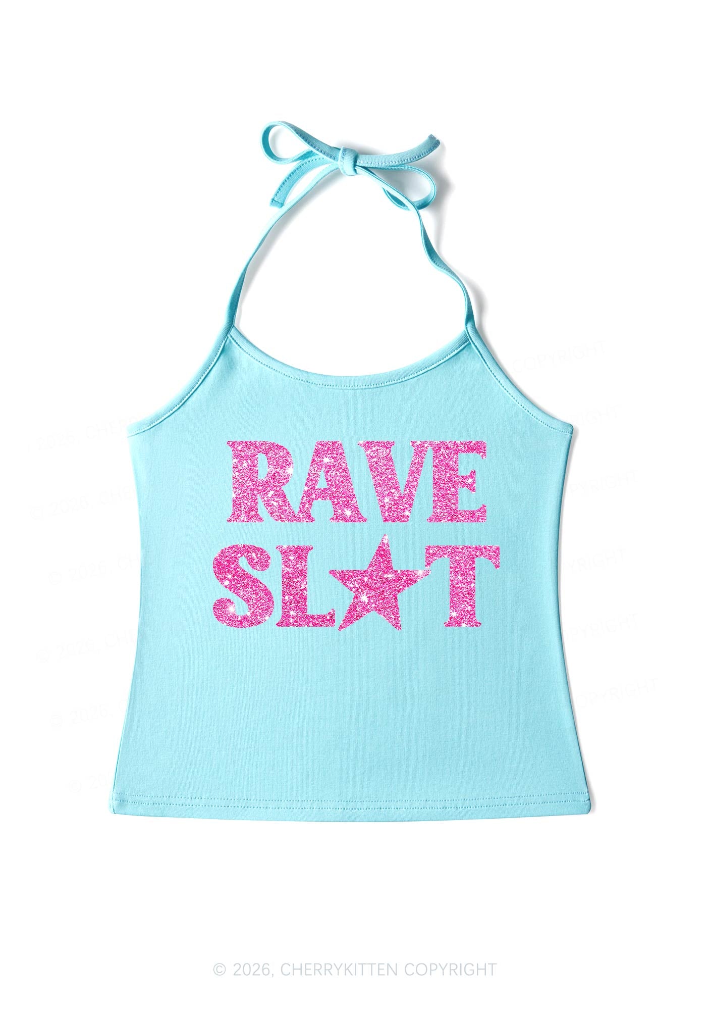 Glitter Rave Slxt Y2K Halter Neck Cami Cherrykitten